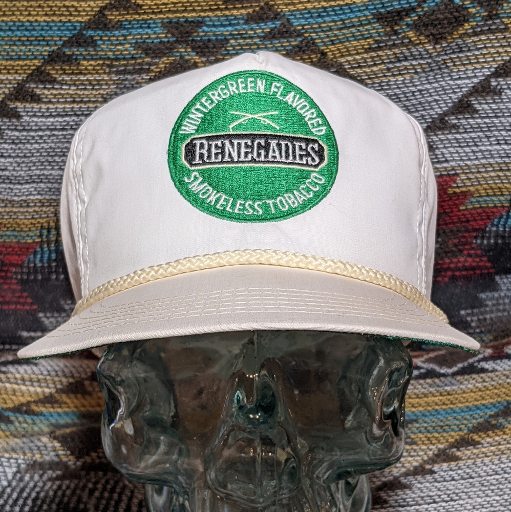 80s Renegades Tobacco WHT Nylon Embroidered Rope Snapback. Cleaned and reshaped.